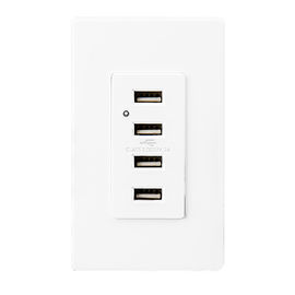 قطعات سفید USB دیوار، قطعات برق USB 4 پورت USB با 2 صفحه دیوار