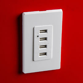 قطعات سفید USB دیوار، قطعات برق USB 4 پورت USB با 2 صفحه دیوار