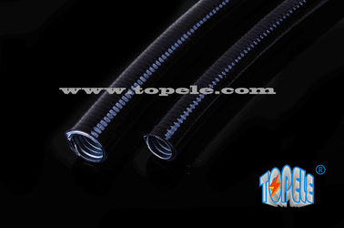 لوله انعطاف پذیر براق خاکستری / سیاه PVC پوشش داده شده الکتریکی فولاد گالوانیزه لوله انعطاف پذیر