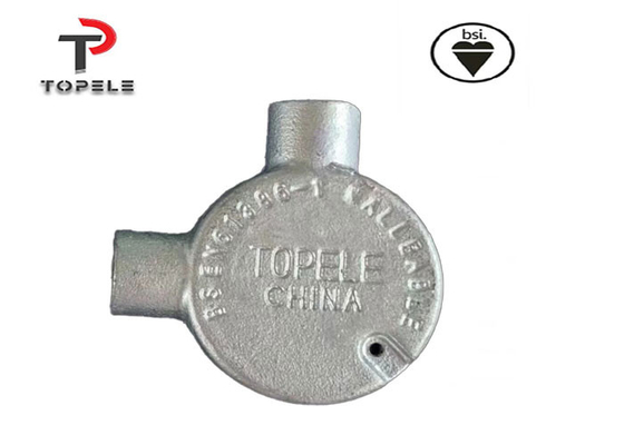 TOPELE BS دو طرفه از طریق جعبه اتصال آلومینیوم حلقه ای، لوازم جانبی لوله های الکتریکی گالوانیزه