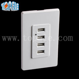 قطعات سفید USB دیوار، قطعات برق USB 4 پورت USB با 2 صفحه دیوار